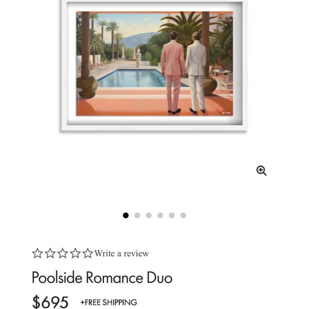 Oliver Gal Poolside Romance Duo Art Print - Pink and White